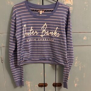 Blue Striped Crop Top